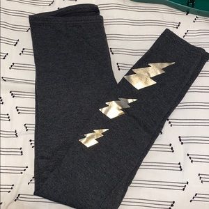 Gold Lightning Bolt Leggings